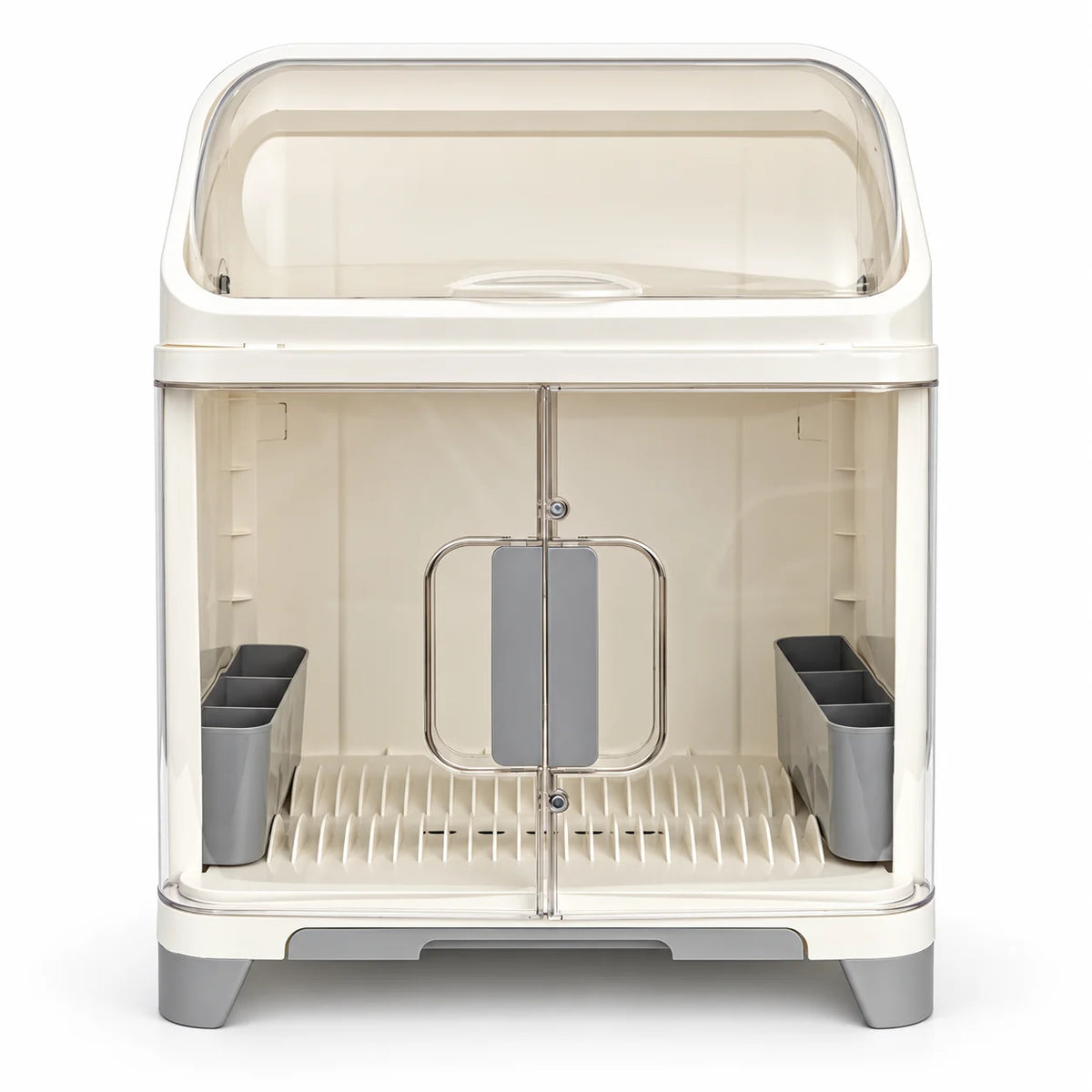 Dust-Proof Dish Drying Rack/Cabinet with Utensils Holder