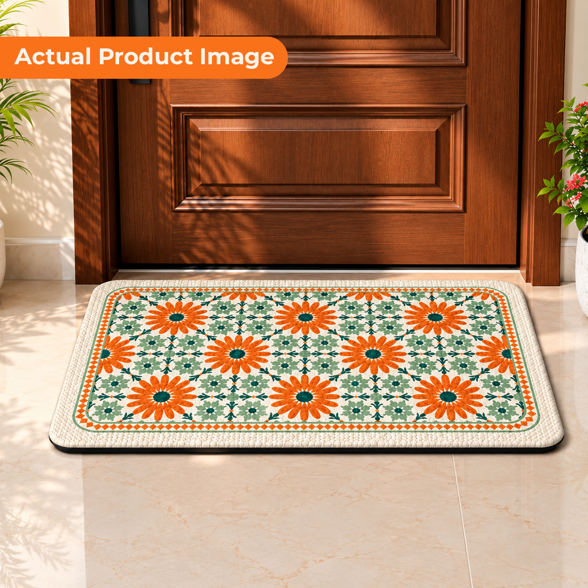 Premium Floral Anti-Slip Doormat for Entryway/Kitchen/Bathroom