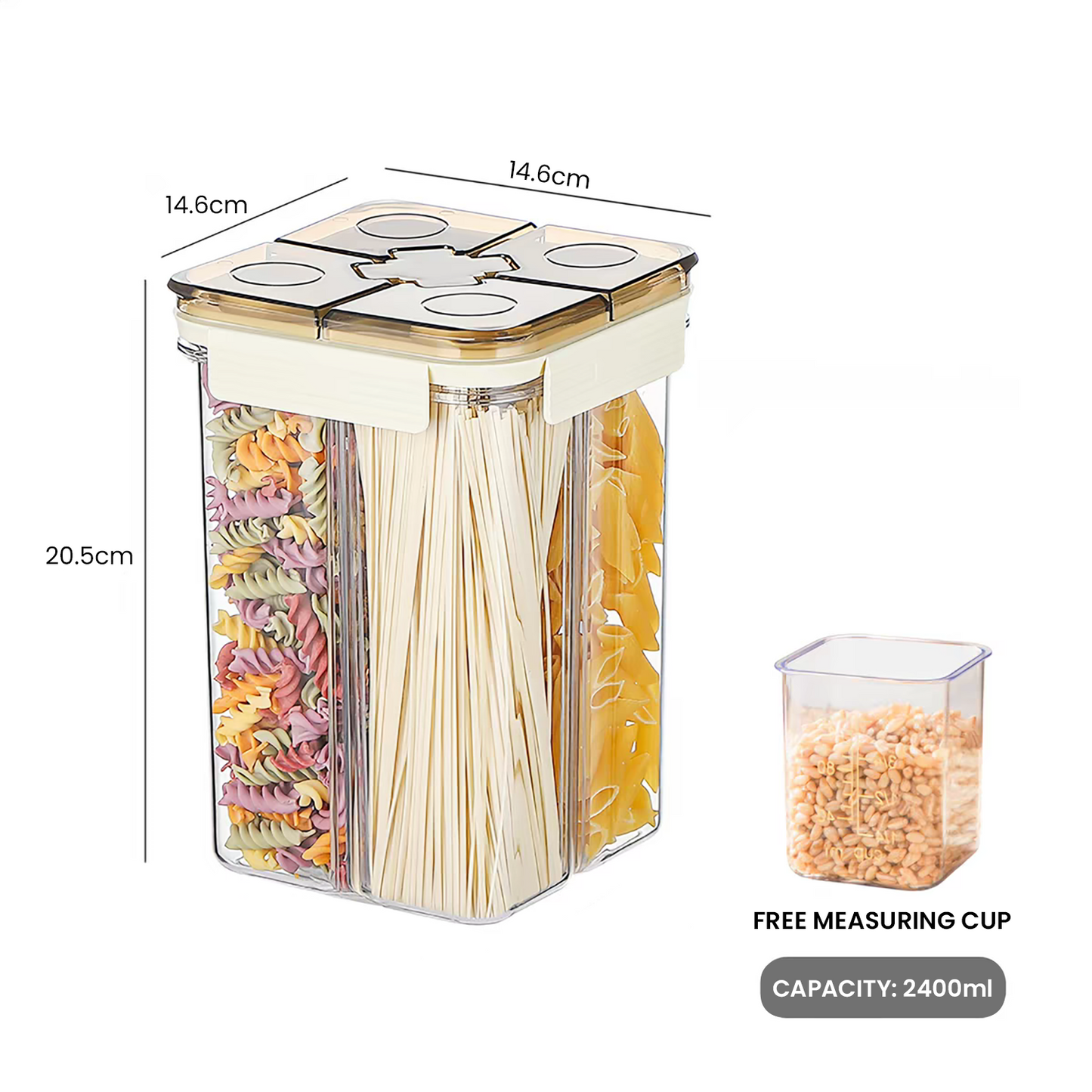 HOMX 4-Compartment Airtight Food Storage Container with Divider Lids