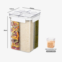 HOMX 4-Compartment Airtight Food Storage Container with Divider Lids