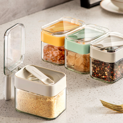 HOMX PET Seasoning Jar 300ml with Integrated Spoon | Airtight Spice Bottle