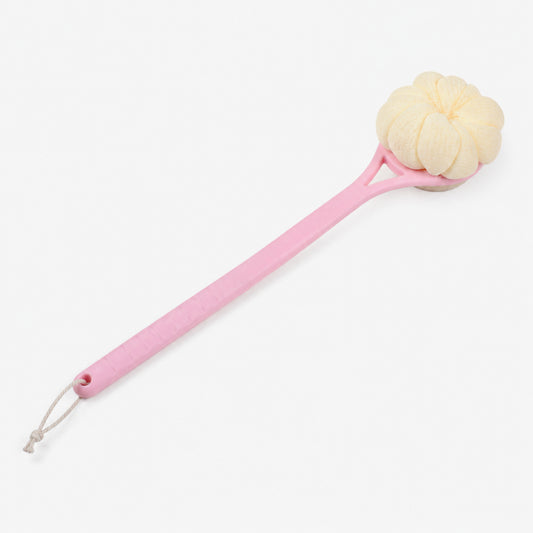 Dual-Sided Bath Back Scrubber Brush with Loofah & Long Handle