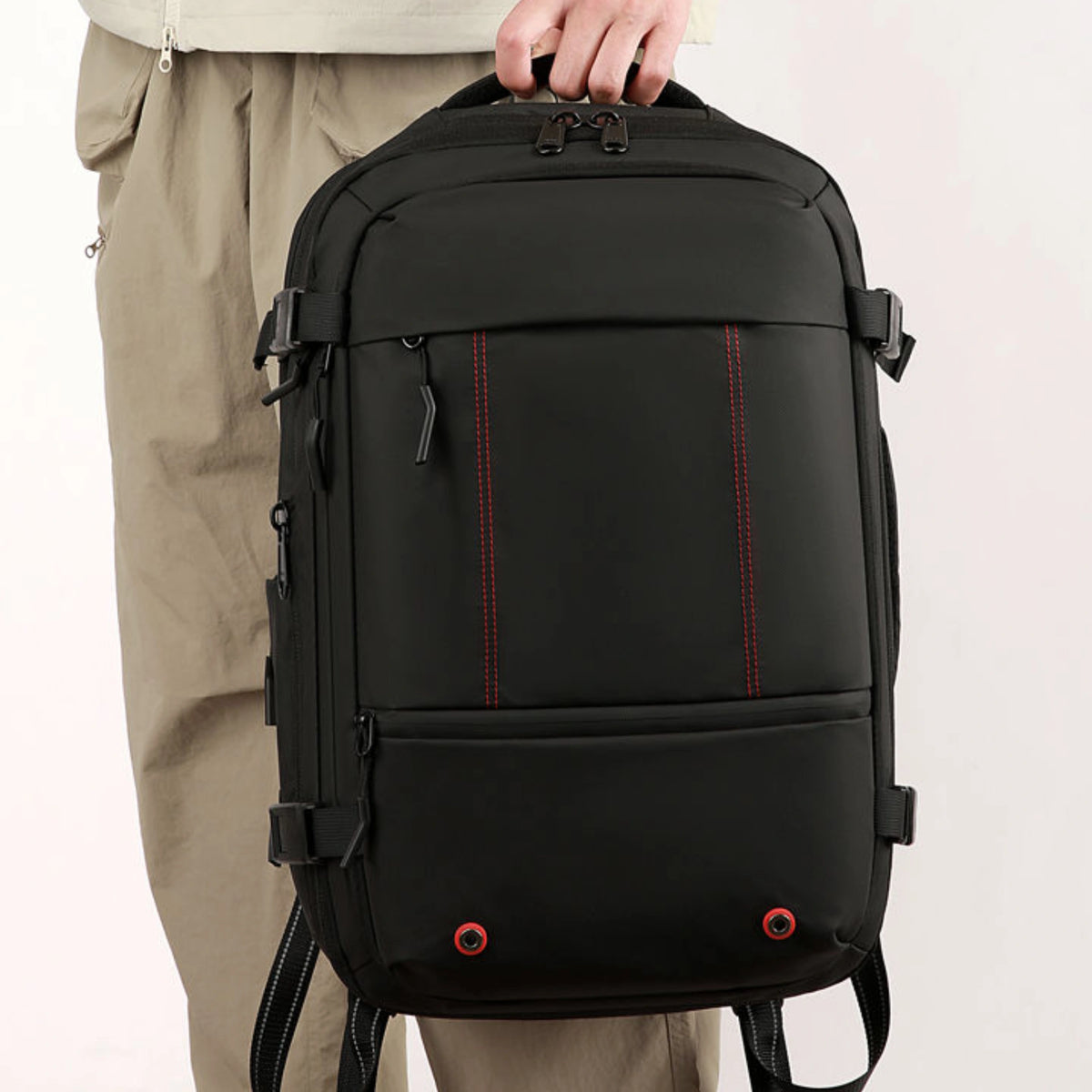KokoSmile Double Space PU Laptop Backpack with FREE Air Vacuum Compressor
