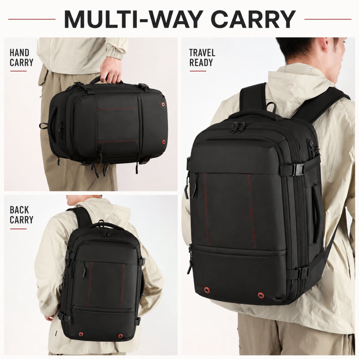 KokoSmile Double Space PU Laptop Backpack with FREE Air Vacuum Compressor