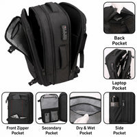 KokoSmile Double Space PU Laptop Backpack with FREE Air Vacuum Compressor
