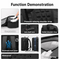 KokoSmile Double Space PU Laptop Backpack with FREE Air Vacuum Compressor