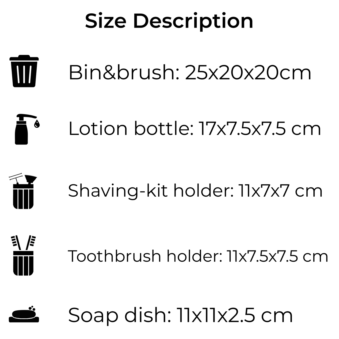 5-Piece Modern Bathroom Accessories Set with Dustbin & Soap Dispenser