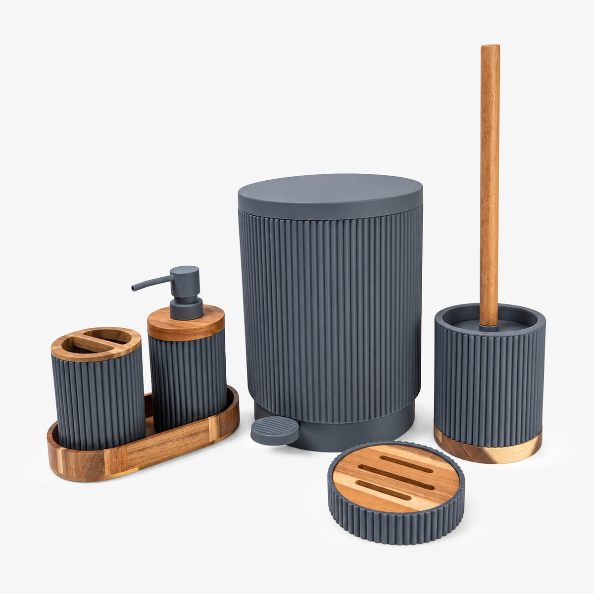 Unbreakable 5-Piece Modern Bathroom Accessories Set with Dustbin