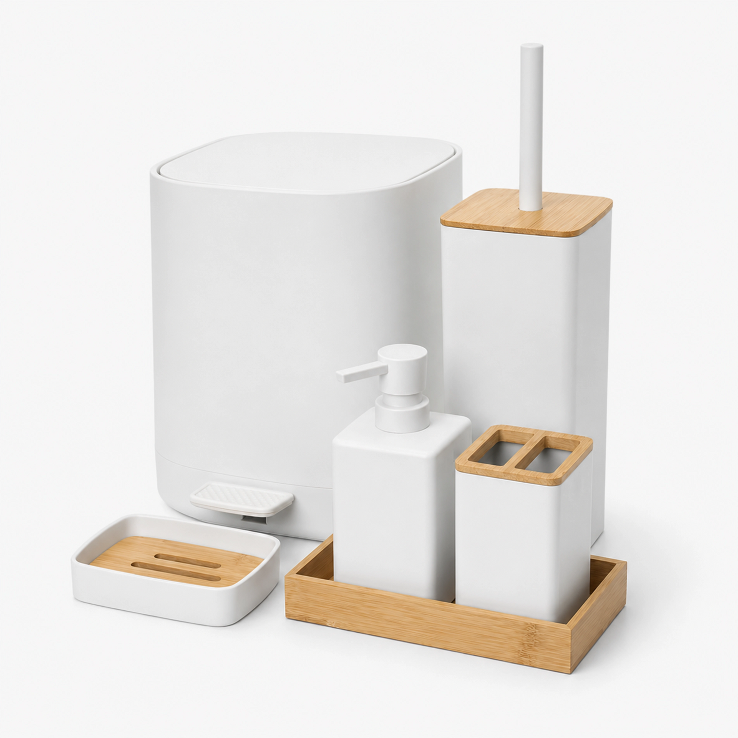 Luxury ABS Bathroom Accessories Set with Wooden Finish