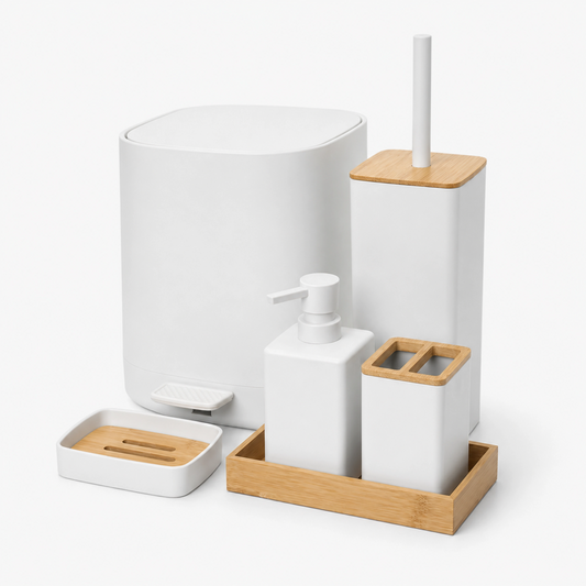 Luxury ABS Bathroom Accessories Set with Wooden Finish