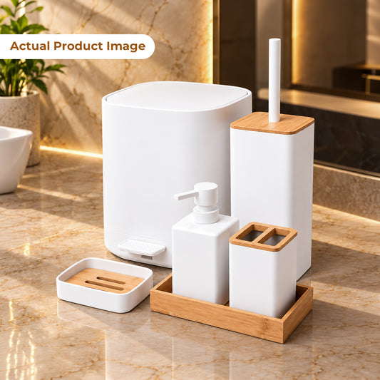 Luxury ABS Bathroom Accessories Set with Wooden Finish