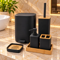 Luxury ABS Bathroom Accessories Set with Wooden Finish