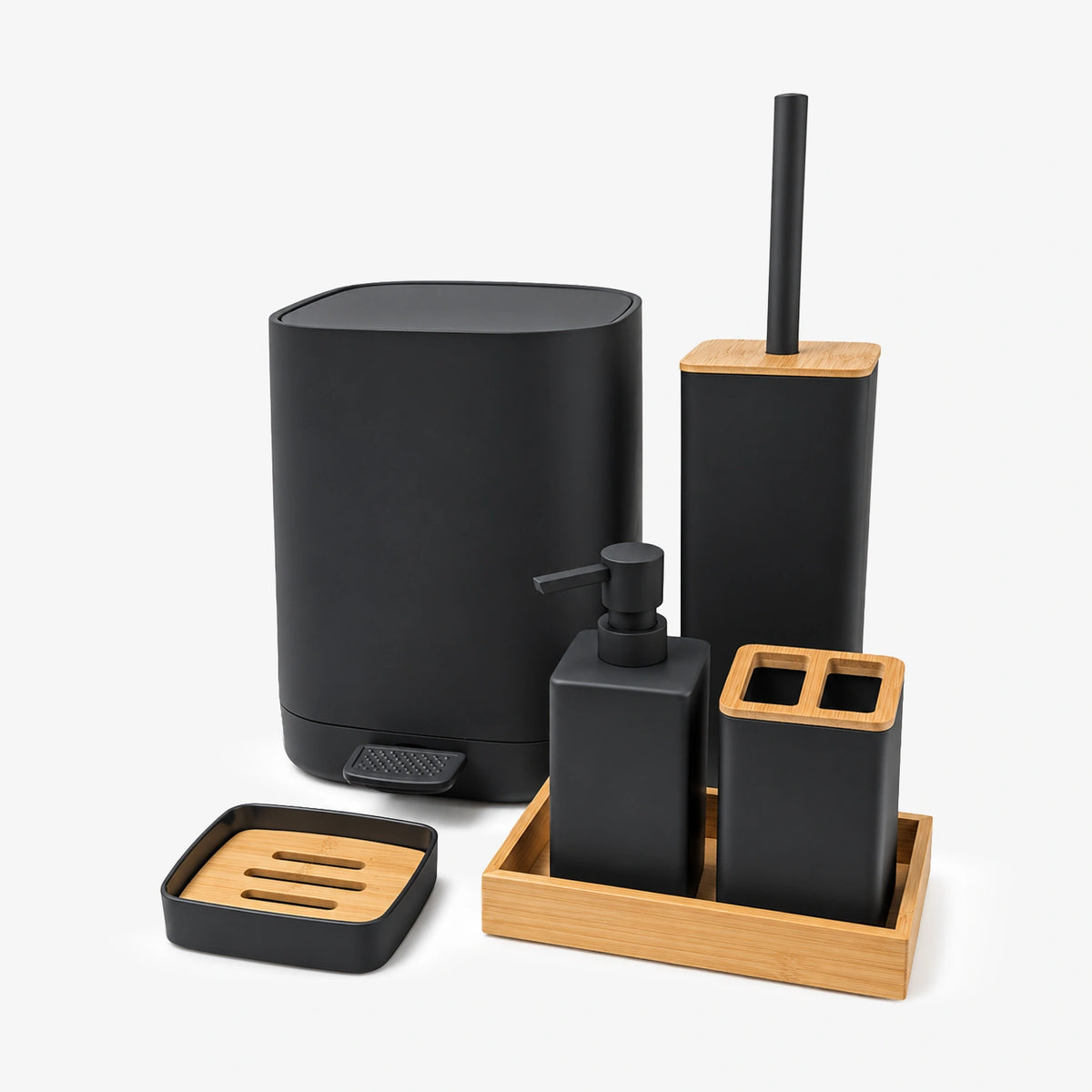 Luxury ABS Bathroom Accessories Set with Wooden Finish