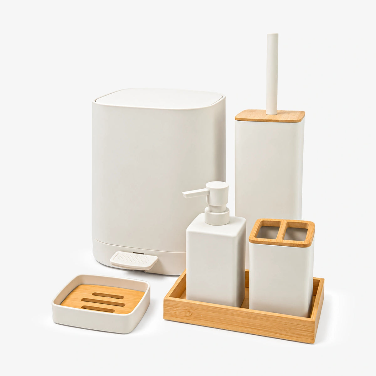Luxury ABS Bathroom Accessories Set with Wooden Finish