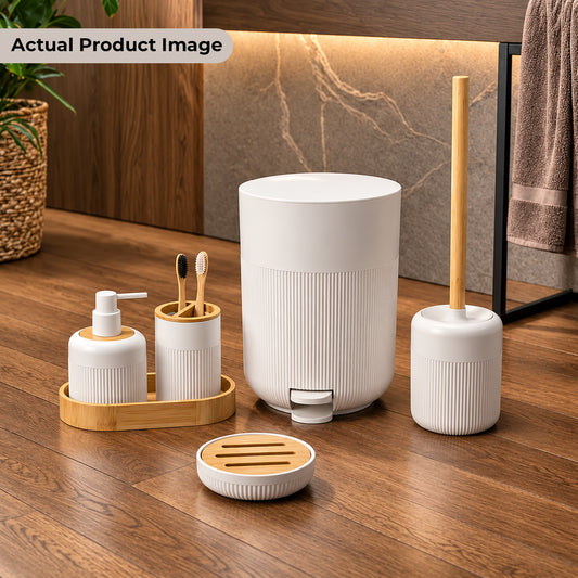 Elegant Bathroom Accessories 6-Piece Set with Ribbed Design