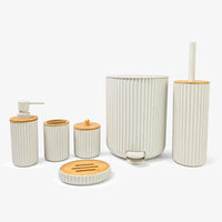Premium ABS Ribbed Black Bathroom Accessories Set – 6 Pieces