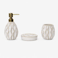 Luxury Ceramic Bath Accessories Set with Gold Finish - Set of 3