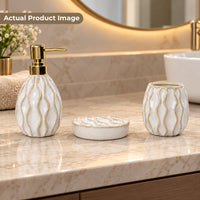 Luxury Ceramic Bath Accessories Set with Gold Finish - Set of 3