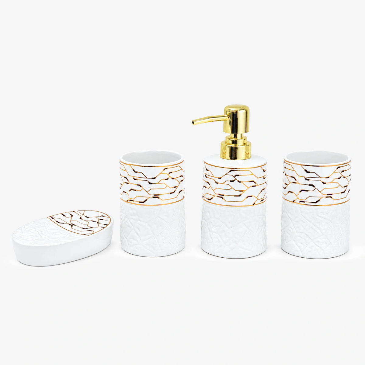 Textured Bathroom Accessories Set for Elegant Spaces (4Pcs)