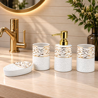 Textured Bathroom Accessories Set for Elegant Spaces (4Pcs)
