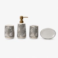 Luxe Ceramic Grey-Gold Bathroom Accessories Set of 4