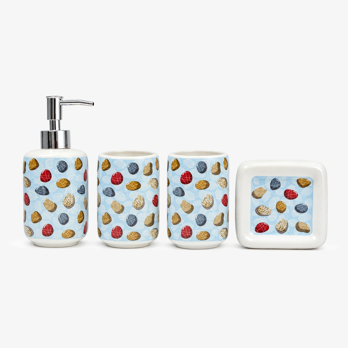 Premium Ceramic Sea Shell Bathroom Accessories Set of 4