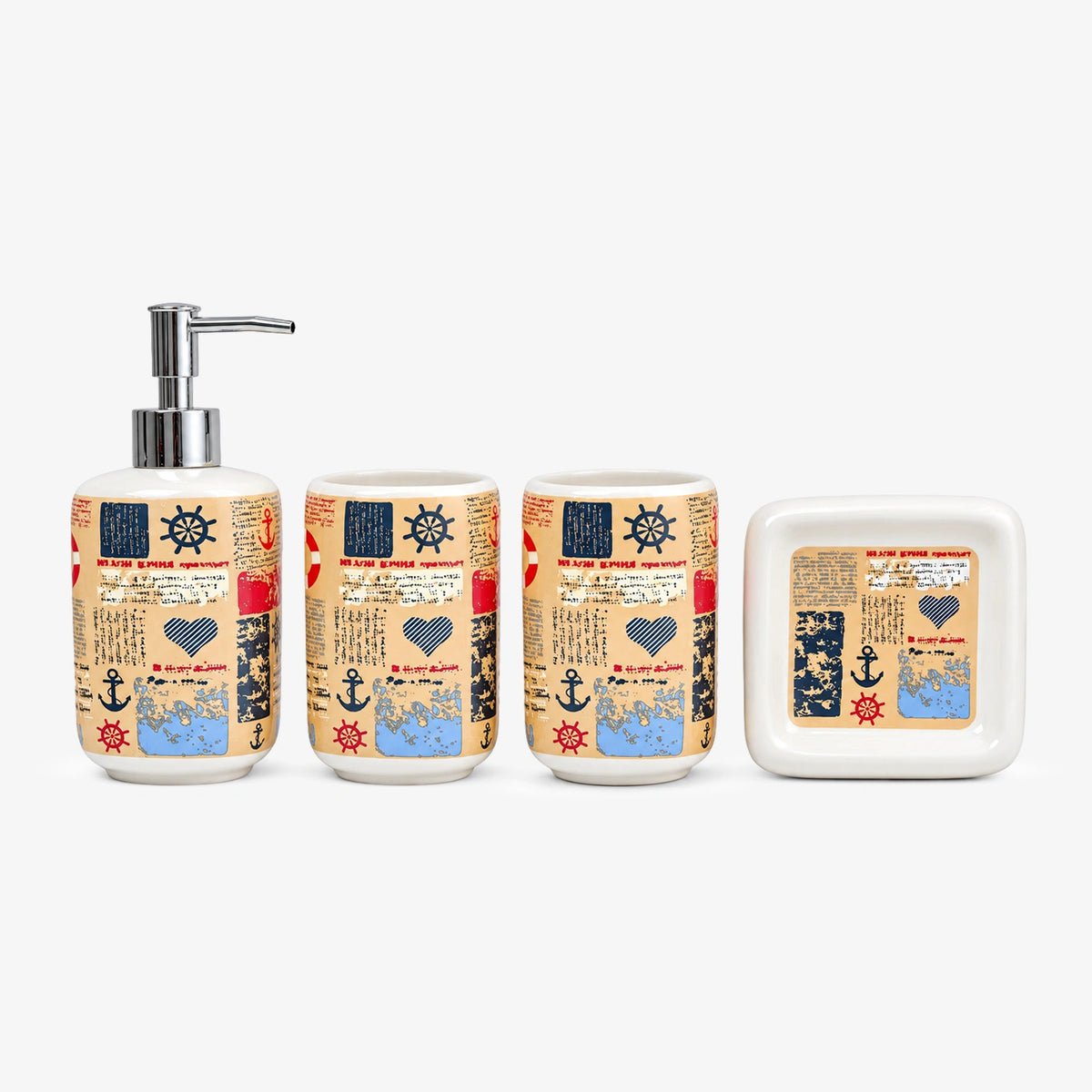 Premium Ceramic Sea Shell Bathroom Accessories Set of 4