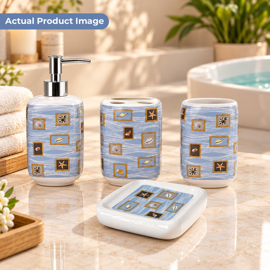 Premium Ceramic Sea Shell Bathroom Accessories Set of 4