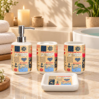 Premium Ceramic Sea Shell Bathroom Accessories Set of 4