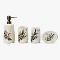 Premium Ceramic Lavender Bathroom Accessories Set – 4 Pieces