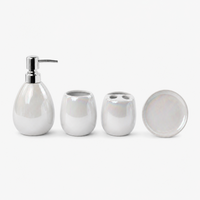 Pearl White Ceramic Bath Accessories Set with Gloss Finish - 4 Pieces