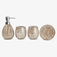 Pearl White Ceramic Bath Accessories Set with Gloss Finish - 4 Pieces