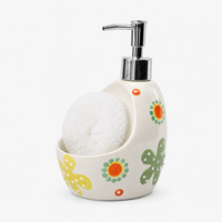 Ceramic Soap Dispenser with Sponge Holder for Kitchen