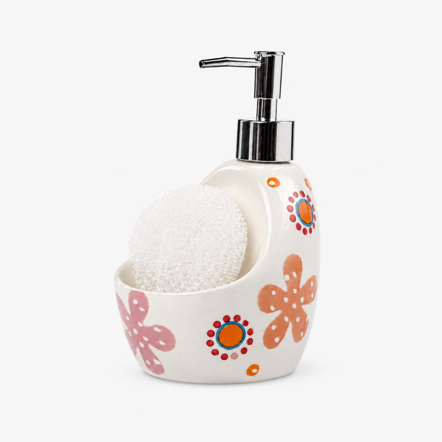 Ceramic Soap Dispenser with Sponge Holder for Kitchen