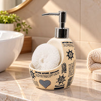 Ceramic Soap Dispenser with Sponge Holder for Kitchen - 320ml