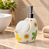 Ceramic Soap Dispenser with Sponge Holder for Kitchen - 320ml