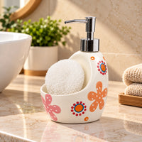 Ceramic Soap Dispenser with Sponge Holder for Kitchen - 320ml