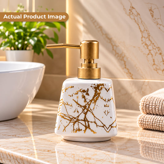 Ceramic Marble Textured Liquid Soap Dispenser - 350ml
