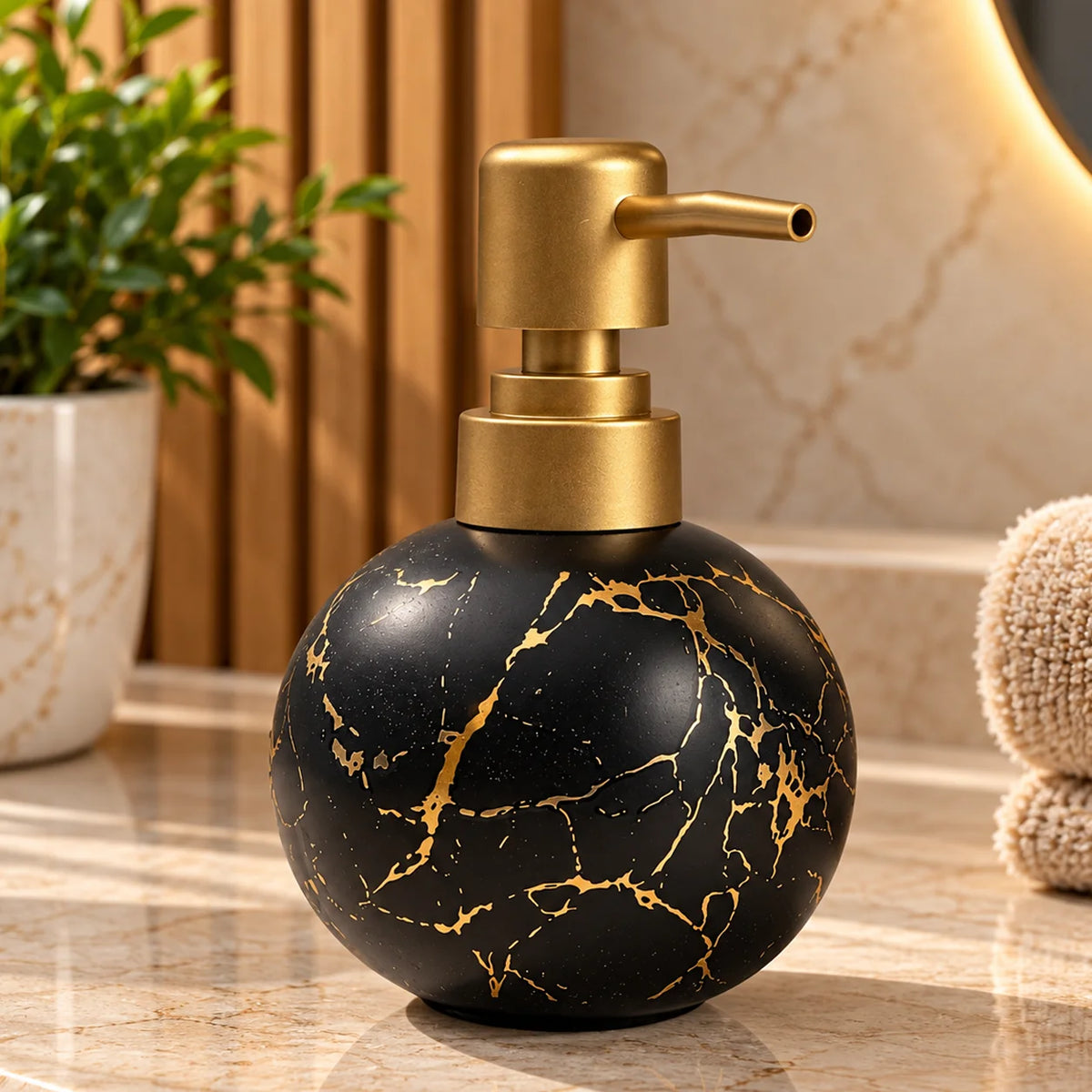 Ceramic Gold Marble Soap Dispenser - 250ml