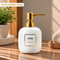 Elegant Ceramic Soap Dispenser with Golden Pump - 400ml