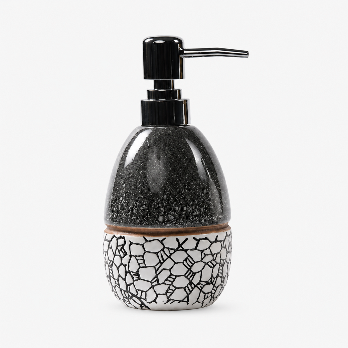 Glossy Ceramic Soap Dispenser with Abstract Print - 320ml