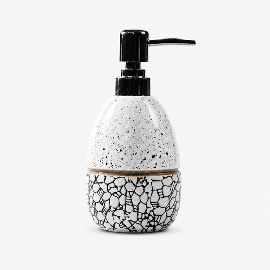 Glossy Ceramic Soap Dispenser with Abstract Print - 320ml