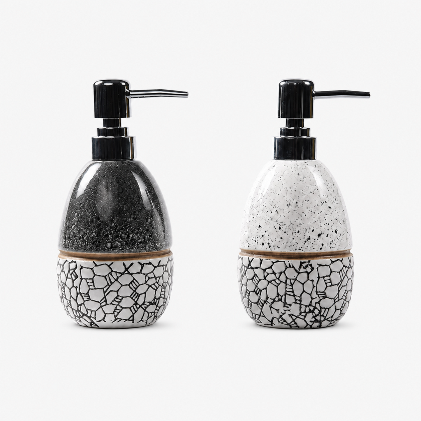 Glossy Ceramic Soap Dispenser with Abstract Print - 320ml