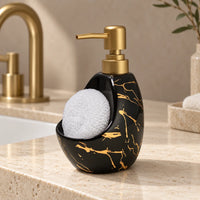 Ceramic Marble Soap Dispenser with Sponge Holder for Bathroom