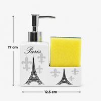 Ceramic Eiffel Tower Soap Dispenser with Sponge Holder