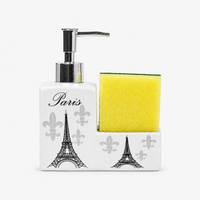 Ceramic Eiffel Tower Soap Dispenser with Sponge Holder