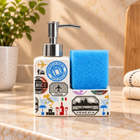 Ceramic Global Soap Dispenser with Sponge Holder