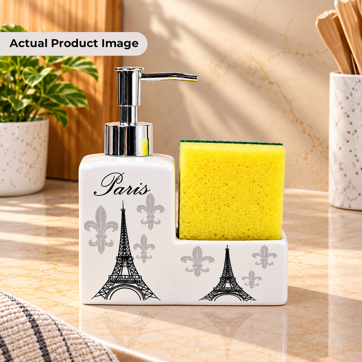 Ceramic Global Soap Dispenser with Sponge Holder
