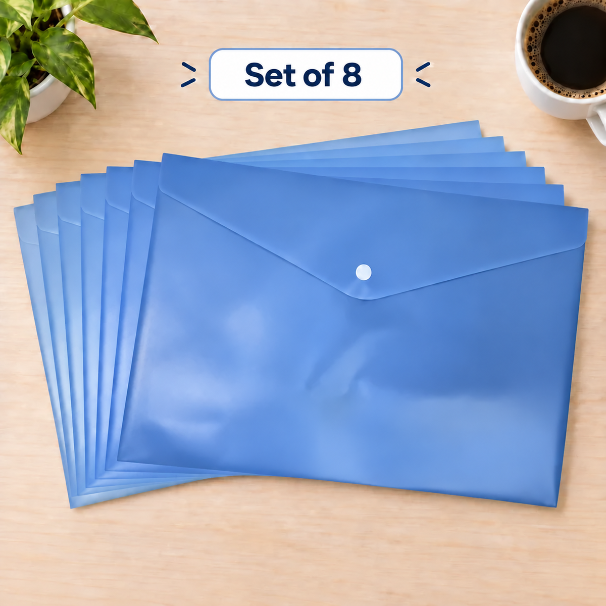 Premium Snap Button Document Envelope File Organizer - A4 Paper Size