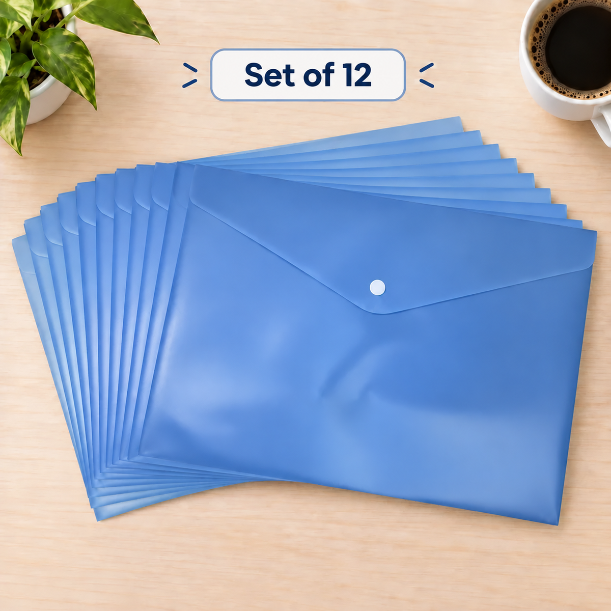 Premium Snap Button Document Envelope File Organizer - A4 Paper Size